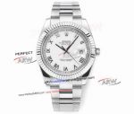 DDF Replica Rolex Datejust White Roman Face Oyster Band 41mm 3235 Movement Watch